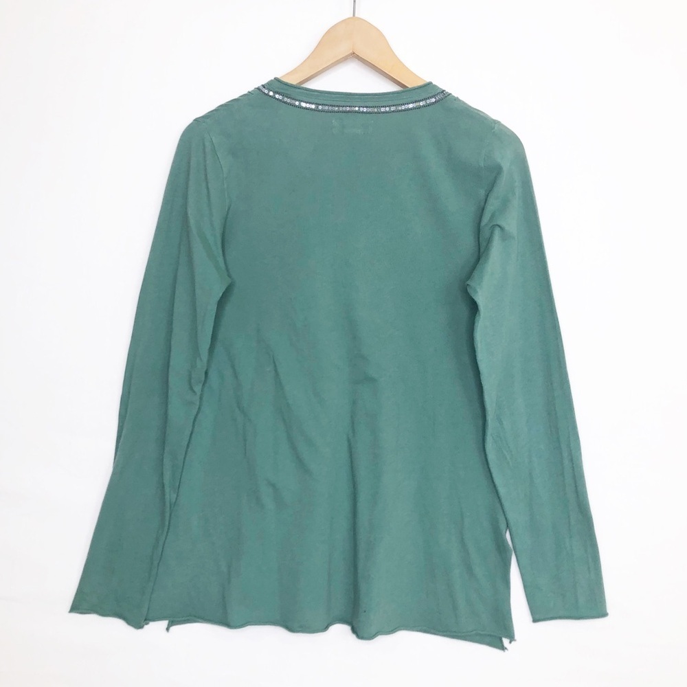 Jigsaw green, long sleeve, V-neck embellish T-shirt - Picture 2 of 7